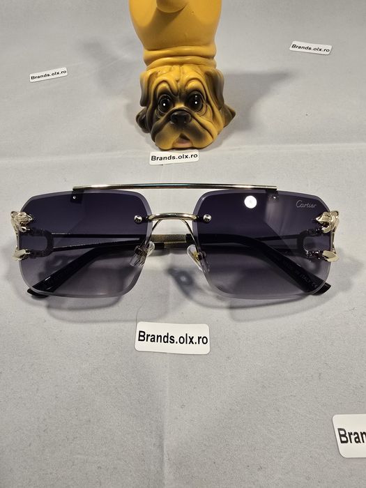 Set Ochelari de soare Cartier, Gold Frame, Black Lenses, 8809