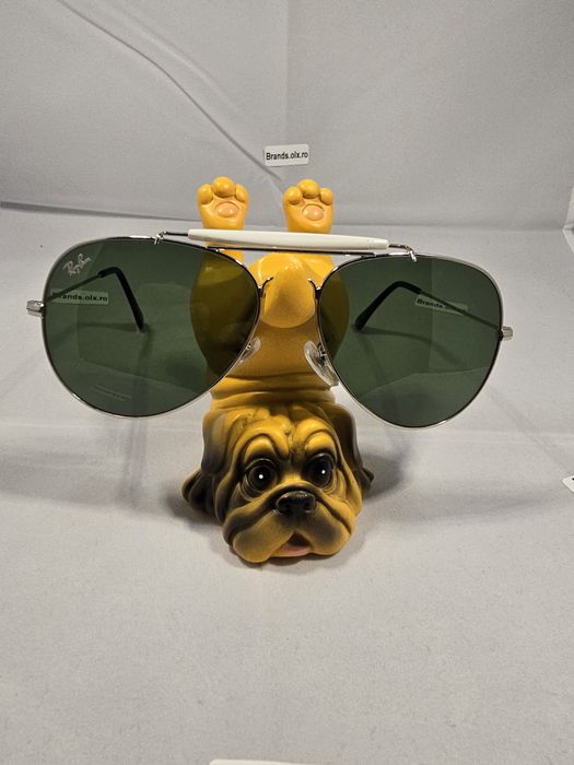 Ray-Ban RB3030 Outdoorsman I, lentile verzi din sticla, rama argintie pilot shaped